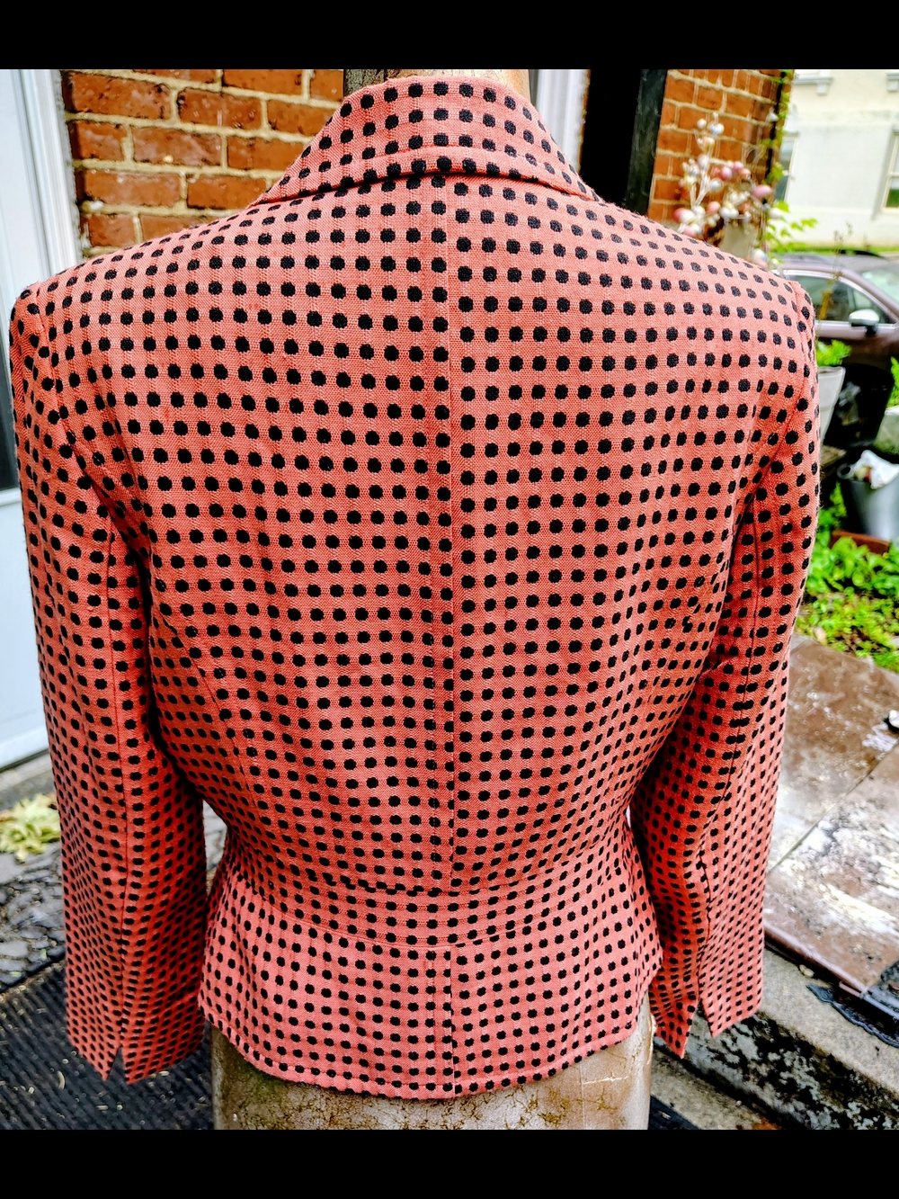 Liz Claiborne Rust Jacket with Black Dot Print - Picture 4 of 4